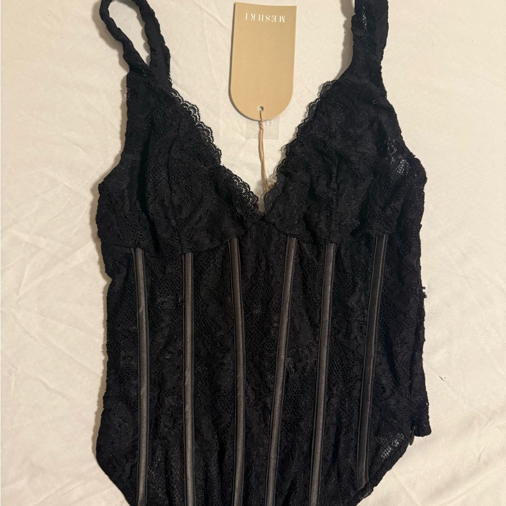 Meshki Elegant Black Lace Top